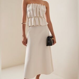 House Of Dagmar Ruffled Sculpted Tube Midi Dress